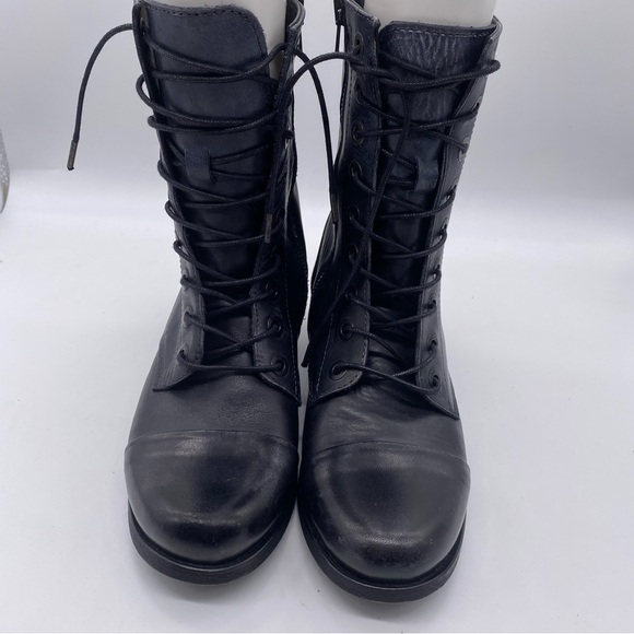 NWT Diesel Unique Distressed Black Combat Moto  Leather Boots Women’s 7 US 37 EU - Picture 1 of 11